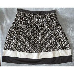 Talbots Vintage 90s Womens 10 Cotton Side Zip A-Line Skirt Brown & Beige